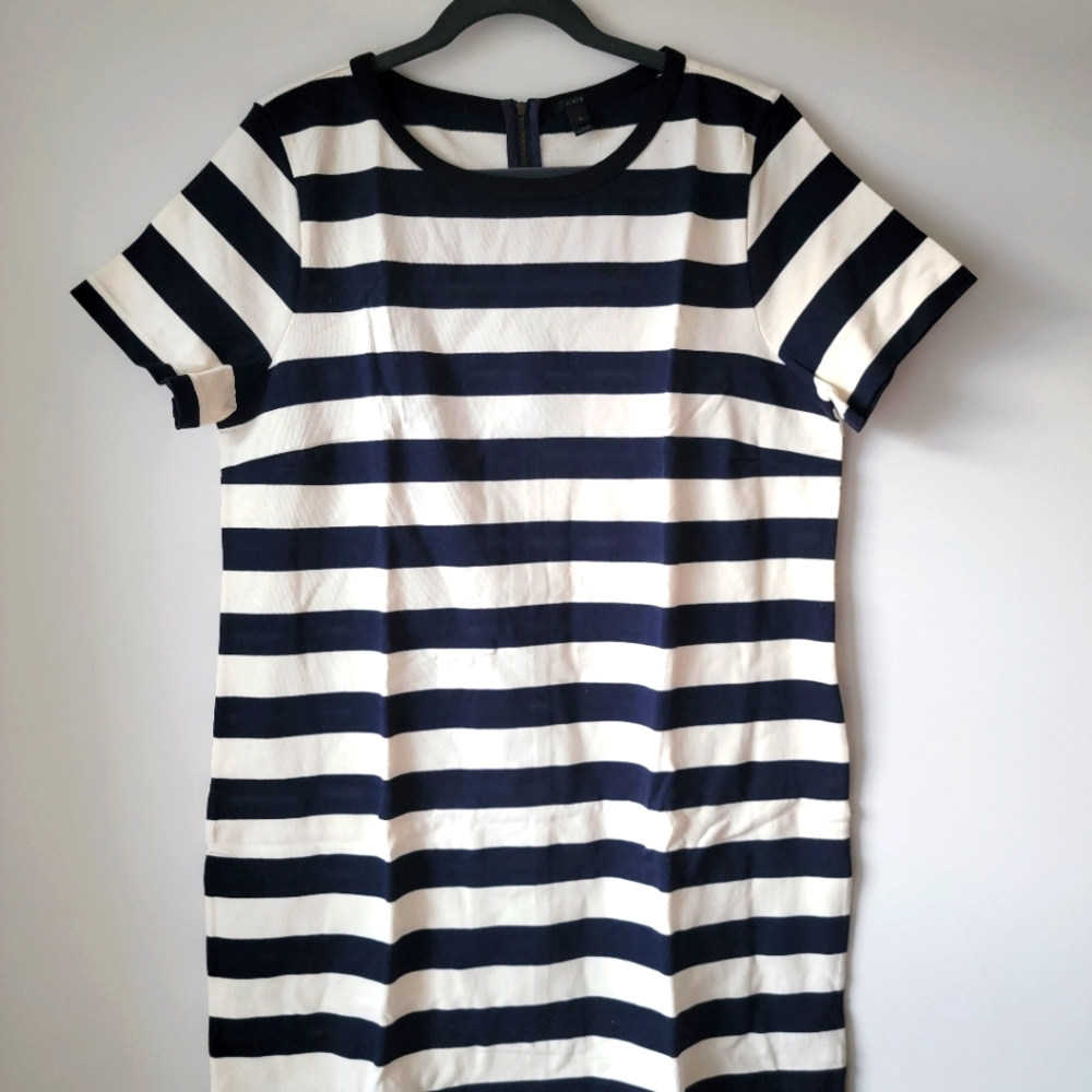 XL Jcrew white and Navy short sleeve dress